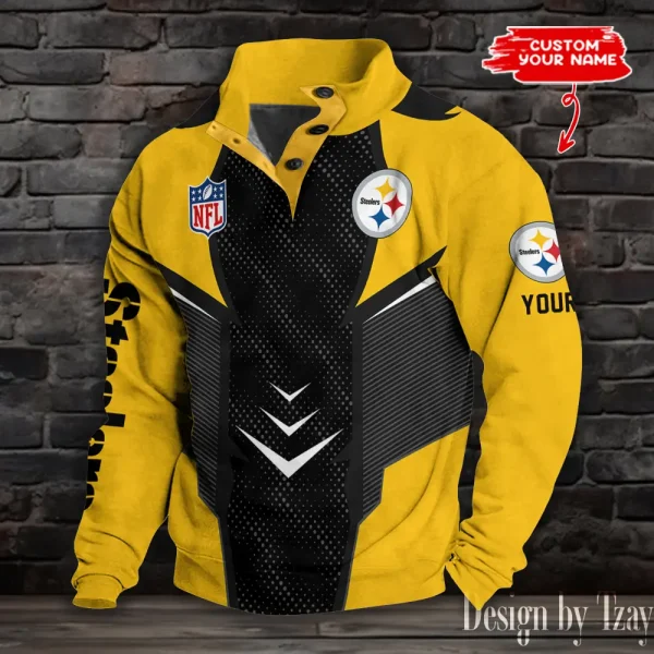 Pittsburgh Steelers NFL Half Button Long Sleeve Hoodie S9DBSCH1551