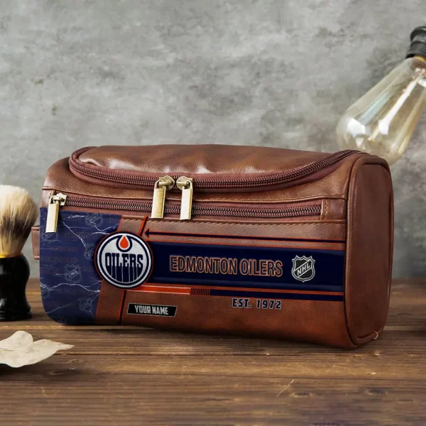 NHL Edmonton Oilers VITCB012 Leather Cosmetic Bag