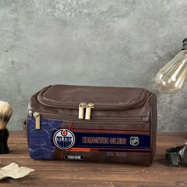 NHL Edmonton Oilers VITCB012 Leather Cosmetic Bag - Image 3