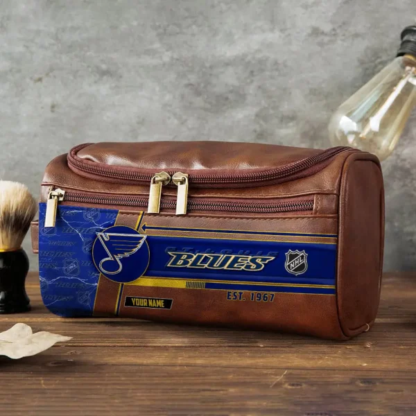 St Louis Blues VITCB026 Leather Cosmetic Bag - Image 2