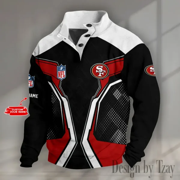 San Francisco 49ers NFL Half Button Long Sleeve Hoodie S9DBSCH1553