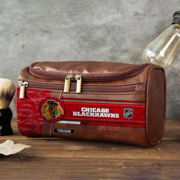 NHL Chicago Blackhawks VITCB007 Leather Cosmetic Bag - Image 2