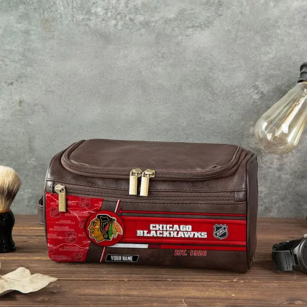 NHL Chicago Blackhawks VITCB007 Leather Cosmetic Bag - Image 4