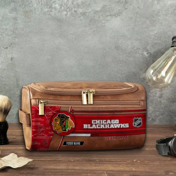 NHL Chicago Blackhawks VITCB007 Leather Cosmetic Bag - Image 5