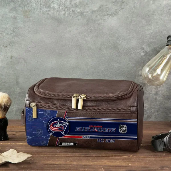 NHL Columbus Blue Jackets VITCB009 Leather Cosmetic Bag - Image 3