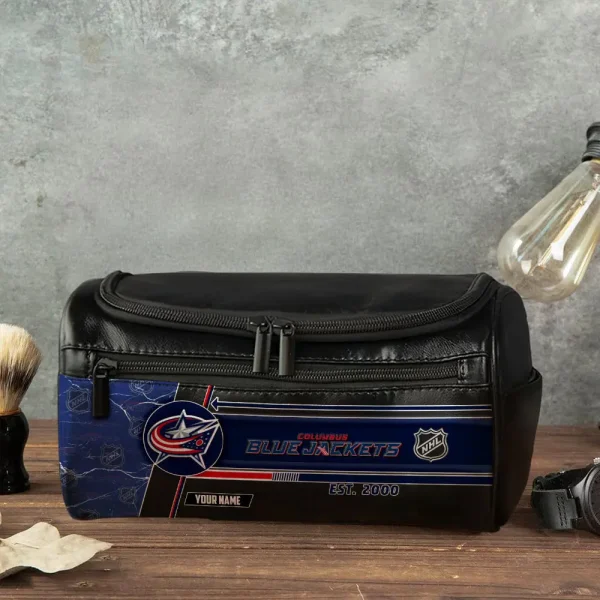 NHL Columbus Blue Jackets VITCB009 Leather Cosmetic Bag - Image 4