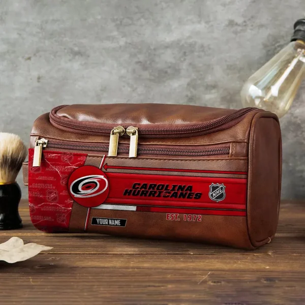 NHL Carolina Hurricanes VITCB006 Leather Cosmetic Bag - Image 2