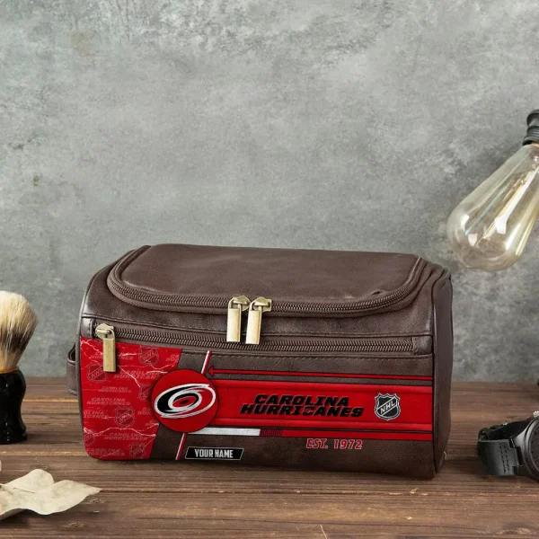 NHL Carolina Hurricanes VITCB006 Leather Cosmetic Bag - Image 4