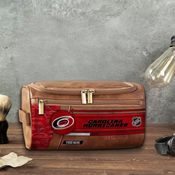 NHL Carolina Hurricanes VITCB006 Leather Cosmetic Bag - Image 5