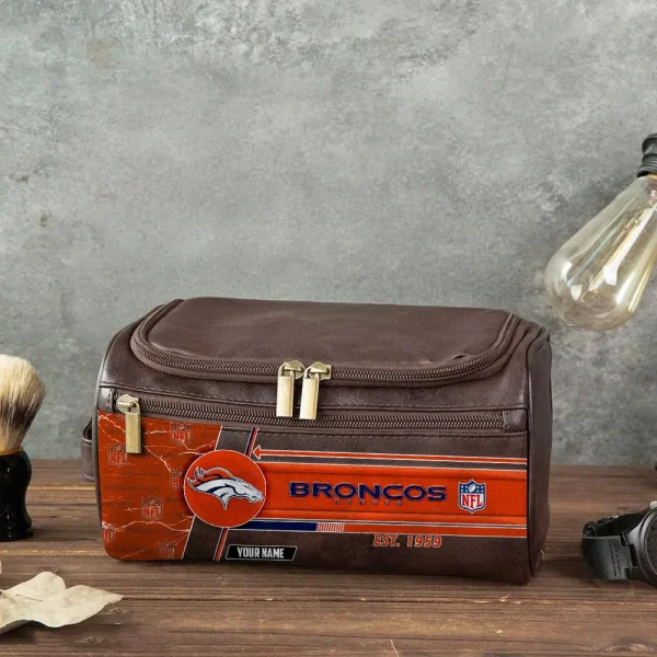 Denver Broncos VITCB042 Toiletry Bag, Leather Dopp Kit Accessory - Image 3