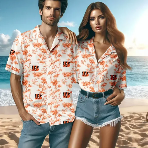 Cincinnati Bengals Mix And Toile De Jouy Pattern Couple Hawaiian Shirt