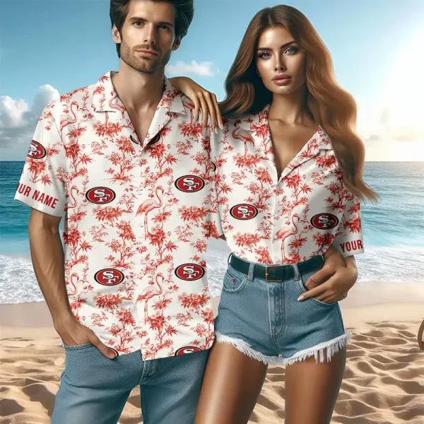 San Francisco 49ers Mix And Toile De Jouy Pattern Couple Hawaiian Shirt