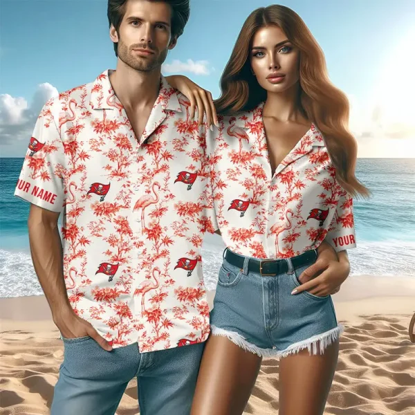 Tampa Bay Buccaneers Mix And Toile De Jouy Pattern Couple Hawaiian Shirt