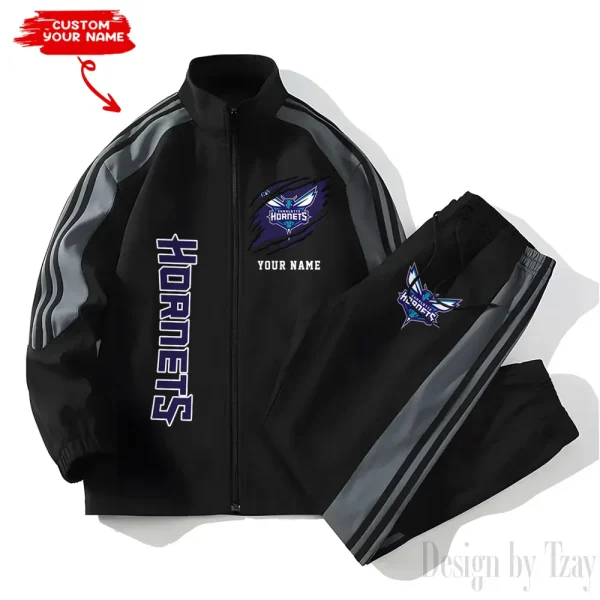 Charlotte Hornets NBA New Style Versatile Sports Set Jacket And Pants S9VSS2PS222 - Image 2