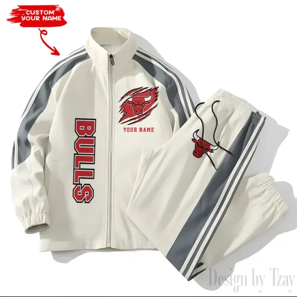 Chicago Bulls NBA New Style Versatile Sports Set Jacket And Pants S9VSS2PS223 - Image 2