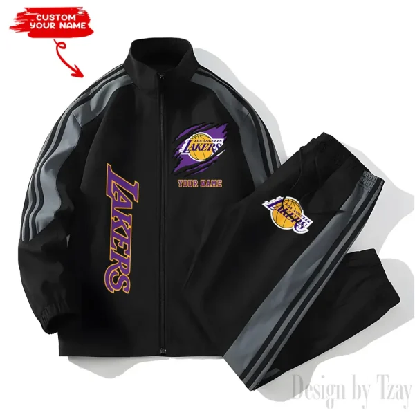 Los Angeles Lakers NBA New Style Versatile Sports Set Jacket And Pants S9VSS2PS232 - Image 2