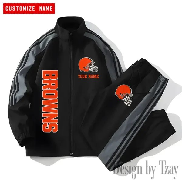 Cleveland Browns NFL New Style Versatile Sports Set Jacket And Pants S9VSS2PS194 - Image 2