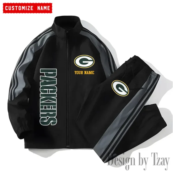 Green Bay Packers NFL New Style Versatile Sports Set Jacket And Pants S9VSS2PS198 - Image 2