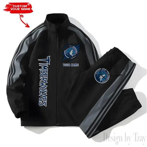 Minnesota Timberwolves NBA New Style Versatile Sports Set Jacket And Pants S9VSS2PS236 - Image 2