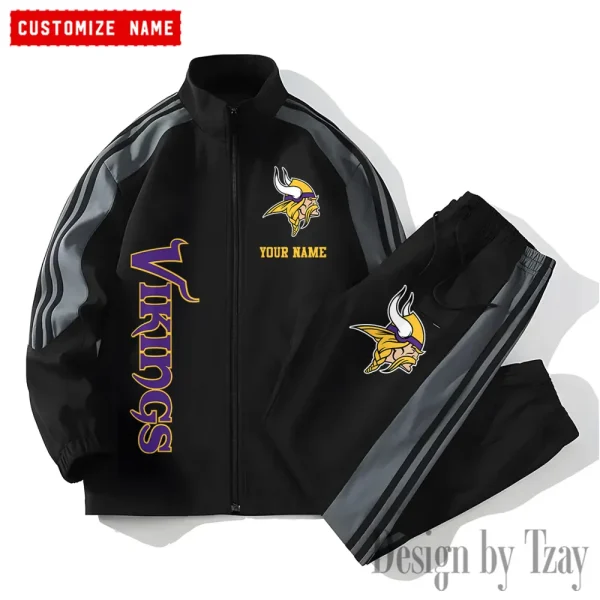 Minnesota Vikings NFL New Style Versatile Sports Set Jacket And Pants S9VSS2PS207 - Image 2