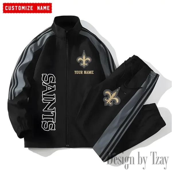 New Orleans Saints NFL New Style Versatile Sports Set Jacket And Pants S9VSS2PS209 - Image 2