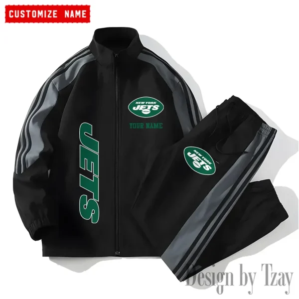 New York Jets NFL New Style Versatile Sports Set Jacket And Pants S9VSS2PS211 - Image 2