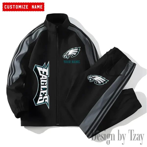 Philadelphia Eagles NFL New Style Versatile Sports Set Jacket And Pants S9VSS2PS212 - Image 2