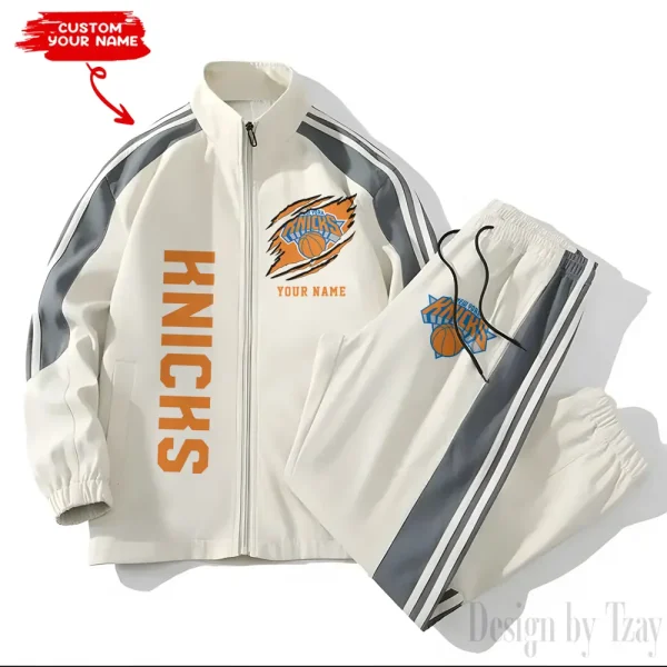 New York Knicks NBA New Style Versatile Sports Set Jacket And Pants S9VSS2PS238 - Image 2