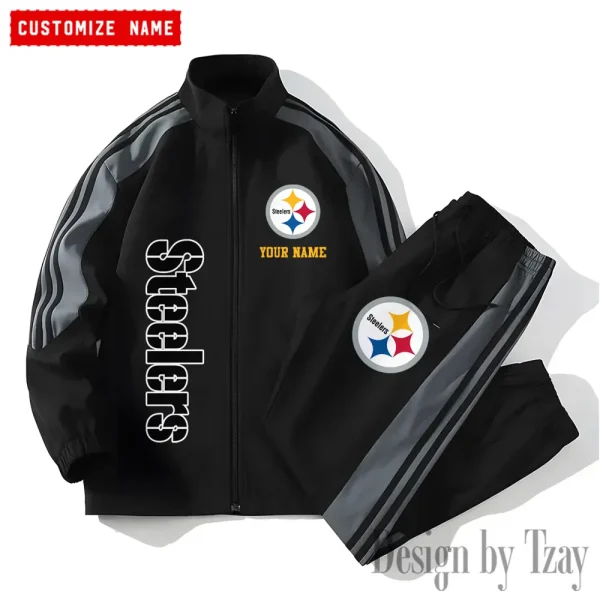 Pittsburgh Steelers NFL New Style Versatile Sports Set Jacket And Pants S9VSS2PS213 - Image 2