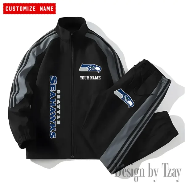 Seattle Seahawks NFL New Style Versatile Sports Set Jacket And Pants S9VSS2PS215 - Image 2