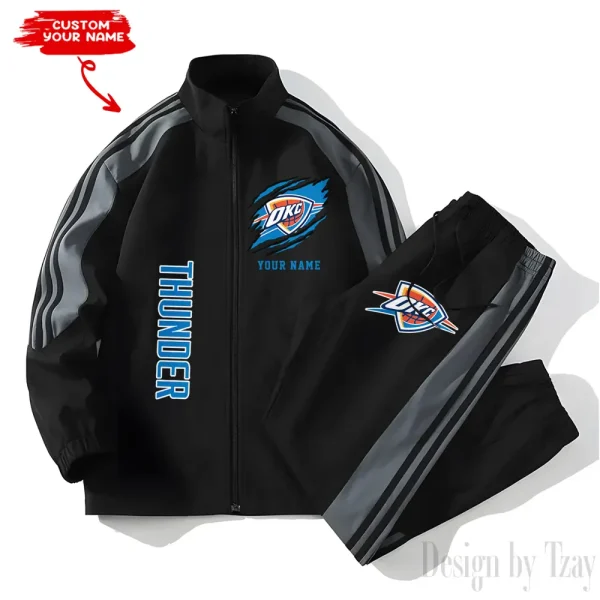 Oklahoma City Thunder NBA New Style Versatile Sports Set Jacket And Pants S9VSS2PS239 - Image 2