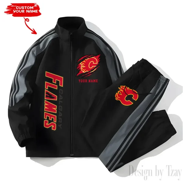 Calgary Flames NHL New Style Versatile Sports Set Jacket And Pants S9VSS2PS267