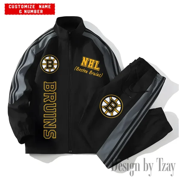 Boston Bruins NHL New Style Versatile Sports Set Jacket And Pants S9VSS2PS250 - Image 2