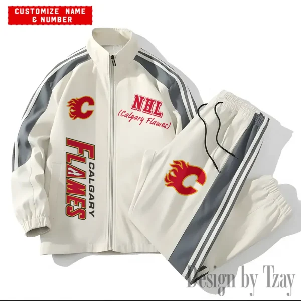 Calgary Flames NHL New Style Versatile Sports Set Jacket And Pants S9VSS2PS252