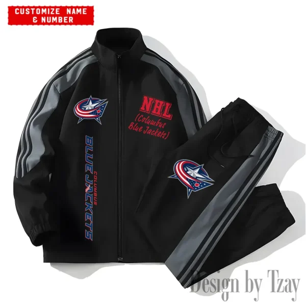 Columbus Blue Jackets NHL New Style Versatile Sports Set Jacket And Pants S9VSS2PS256 - Image 2