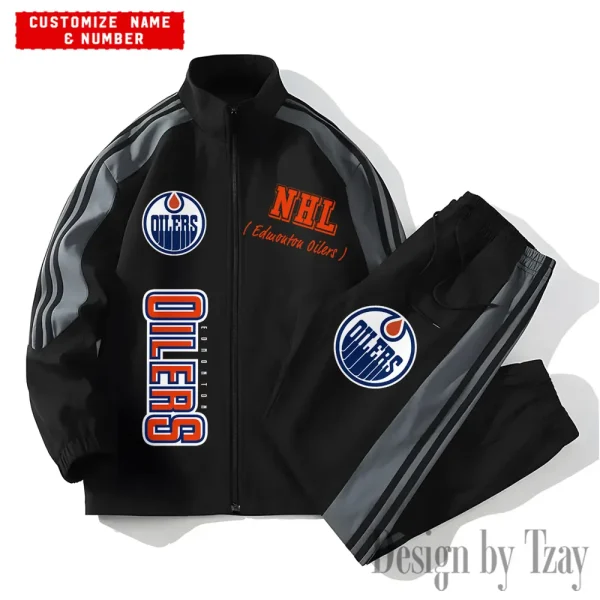 Edmonton Oilers NHL New Style Versatile Sports Set Jacket And Pants S9VSS2PS259 - Image 2