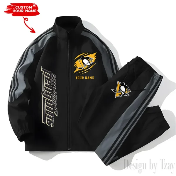 Pittsburgh Penguins NHL New Style Versatile Sports Set Jacket And Pants S9VSS2PS285 - Image 2