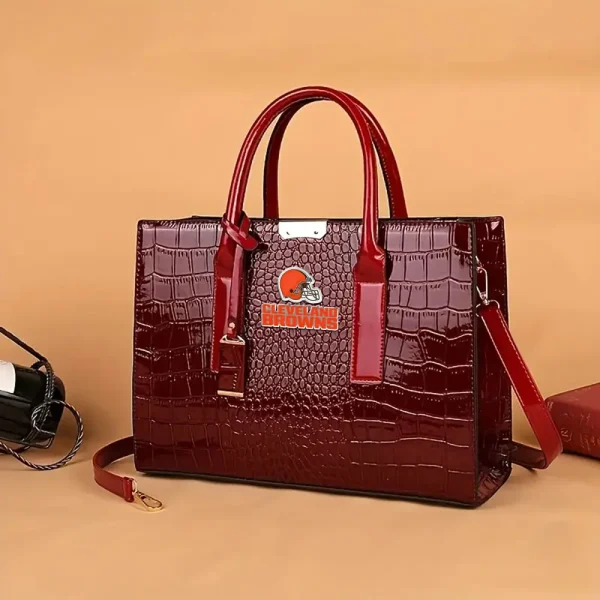 Cleveland Browns Deluxe Crocodile Handbag For Women SPTDCGB008 - Image 2