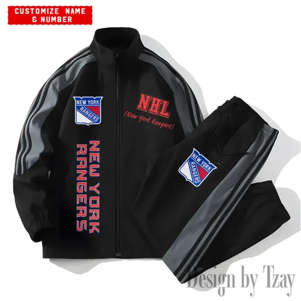 New York Rangers NHL New Style Versatile Sports Set Jacket And Pants S9VSS2PS299 - Image 2