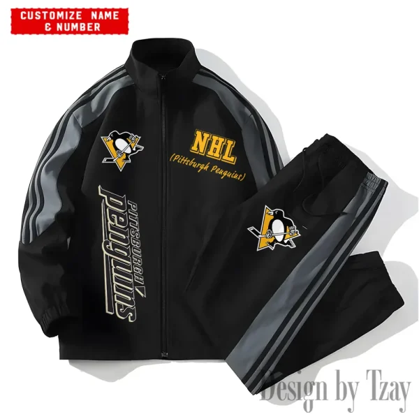 Pittsburgh Penguins NHL New Style Versatile Sports Set Jacket And Pants S9VSS2PS302 - Image 2