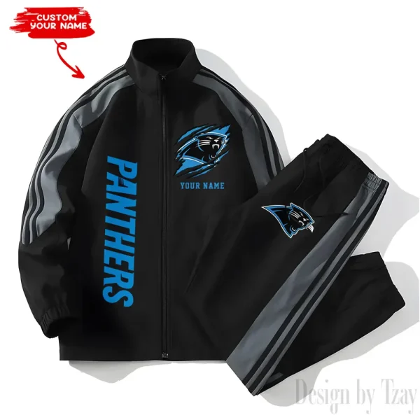 Carolina Panthers NFL New Style Versatile Sports Set Jacket And Pants S9VSS2PS347 - Image 2