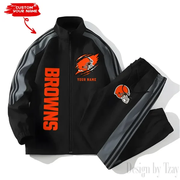 Cleveland Browns NFL New Style Versatile Sports Set Jacket And Pants S9VSS2PS350 - Image 2