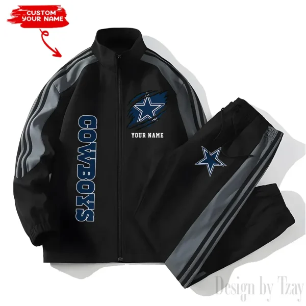 Dallas Cowboys NFL New Style Versatile Sports Set Jacket And Pants S9VSS2PS351 - Image 2