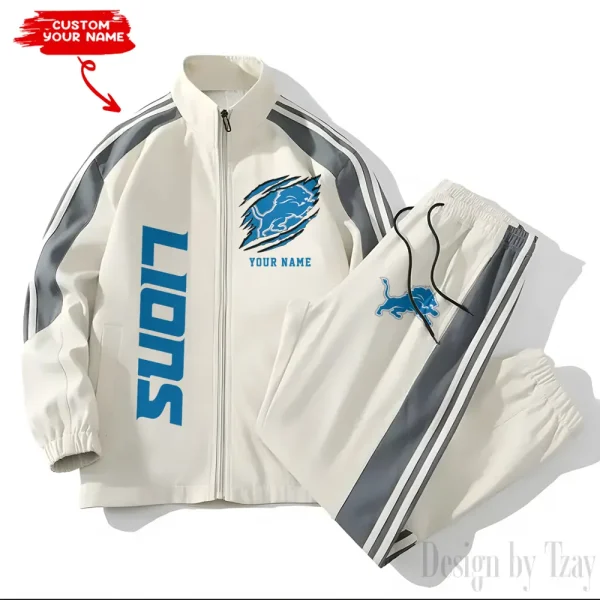 Detroit Lions NFL New Style Versatile Sports Set Jacket And Pants S9VSS2PS353