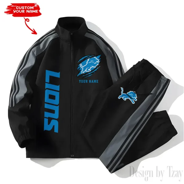 Detroit Lions NFL New Style Versatile Sports Set Jacket And Pants S9VSS2PS353 - Image 2