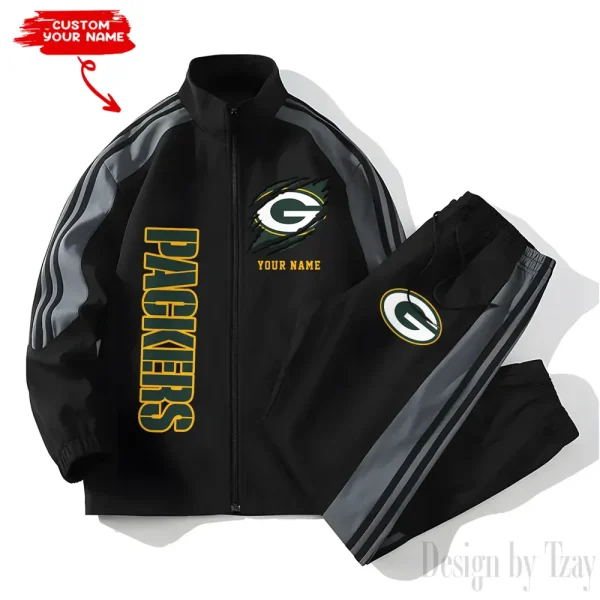 Green Bay Packers NFL New Style Versatile Sports Set Jacket And Pants S9VSS2PS354 - Image 2