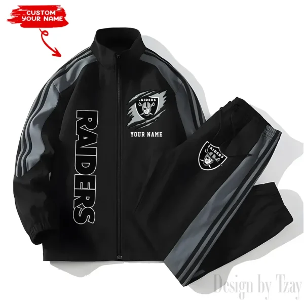 Las Vegas Raiders NFL New Style Versatile Sports Set Jacket And Pants S9VSS2PS359 - Image 2