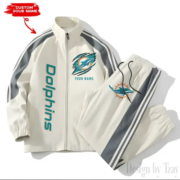 Miami Dolphins NFL New Style Versatile Sports Set Jacket And Pants S9VSS2PS362