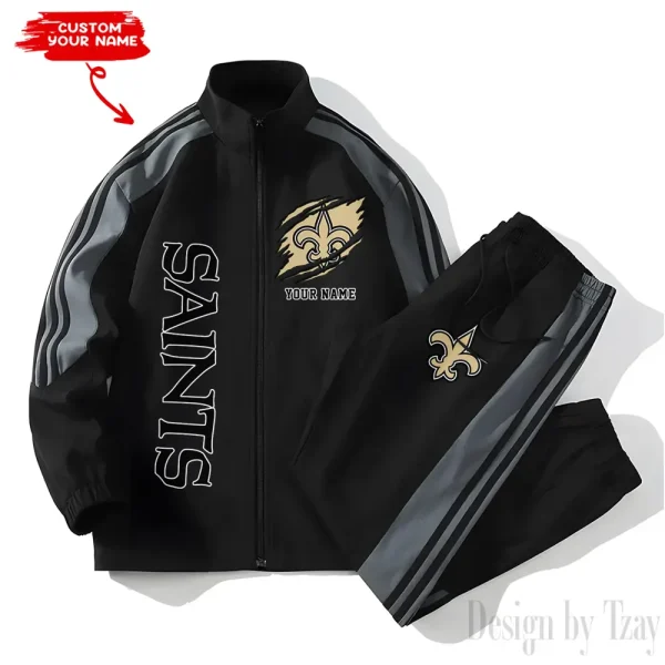 New Orleans Saints NFL New Style Versatile Sports Set Jacket And Pants S9VSS2PS365 - Image 2