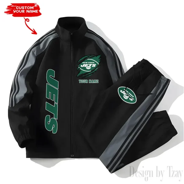 New York Jets NFL New Style Versatile Sports Set Jacket And Pants S9VSS2PS367 - Image 2